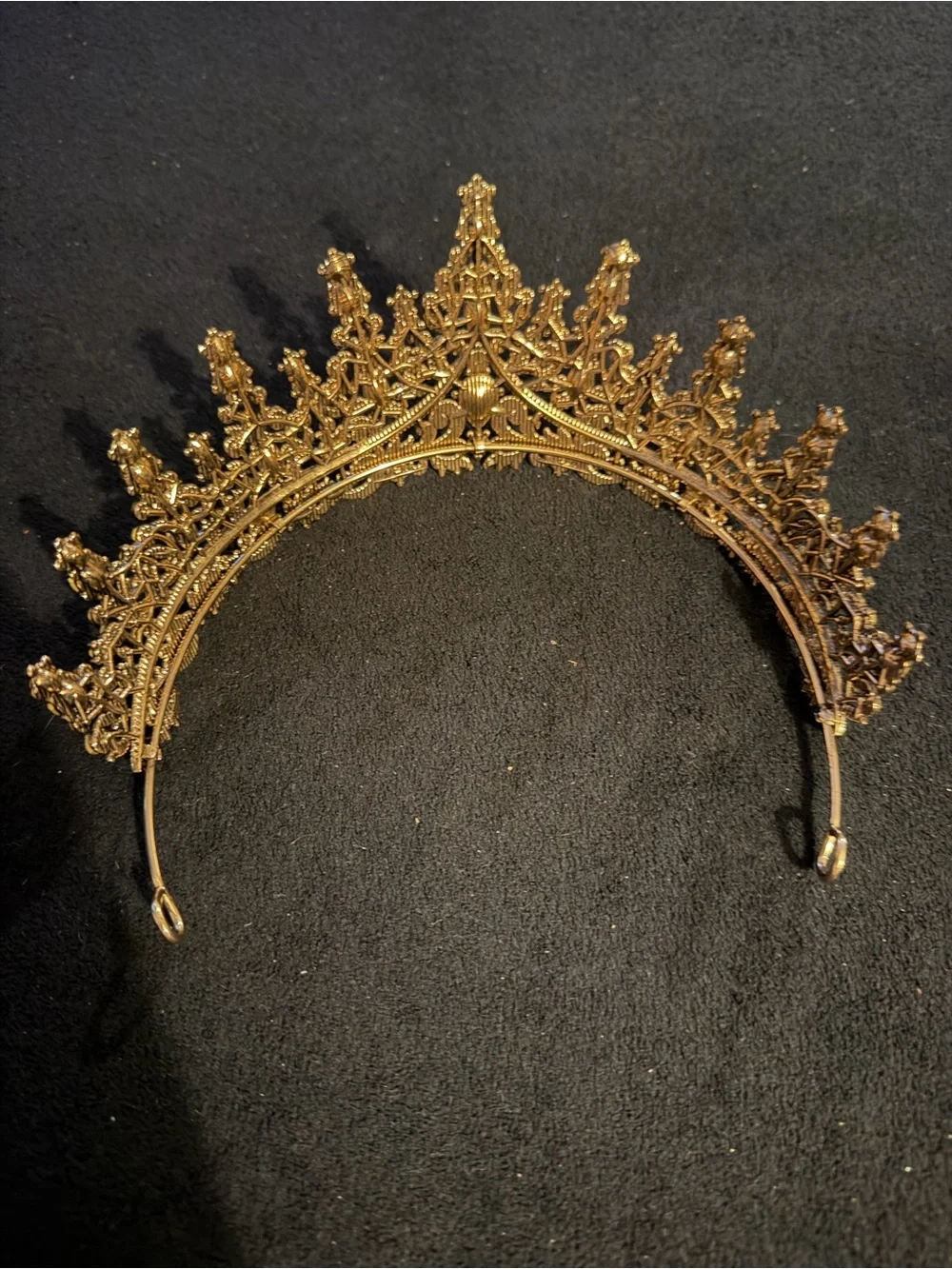 Gold and Black Jeweled Tiara Crown - Elegant Women's Headpiece